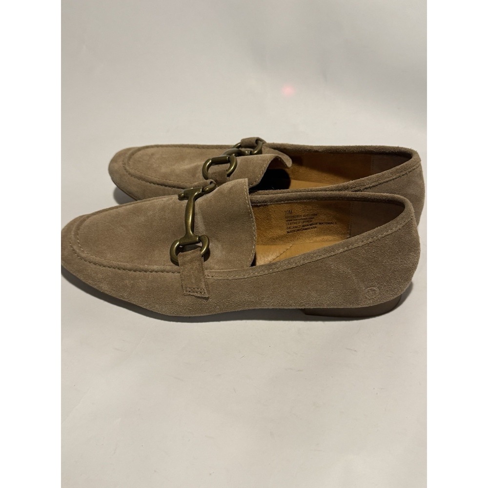 Born 10 US Brown Suede Loafers Gold Horse Bit Slip On Comfort Flats - Picture 2 of 7